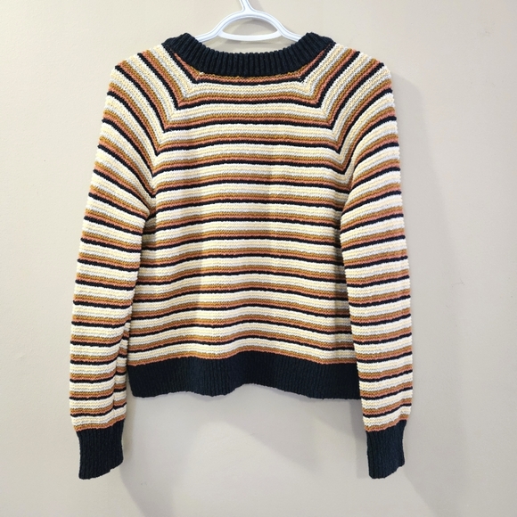 Madewell - Arden V-Neck Crop Pullover Sweater in Stripe - Size S - Picture 10 of 11